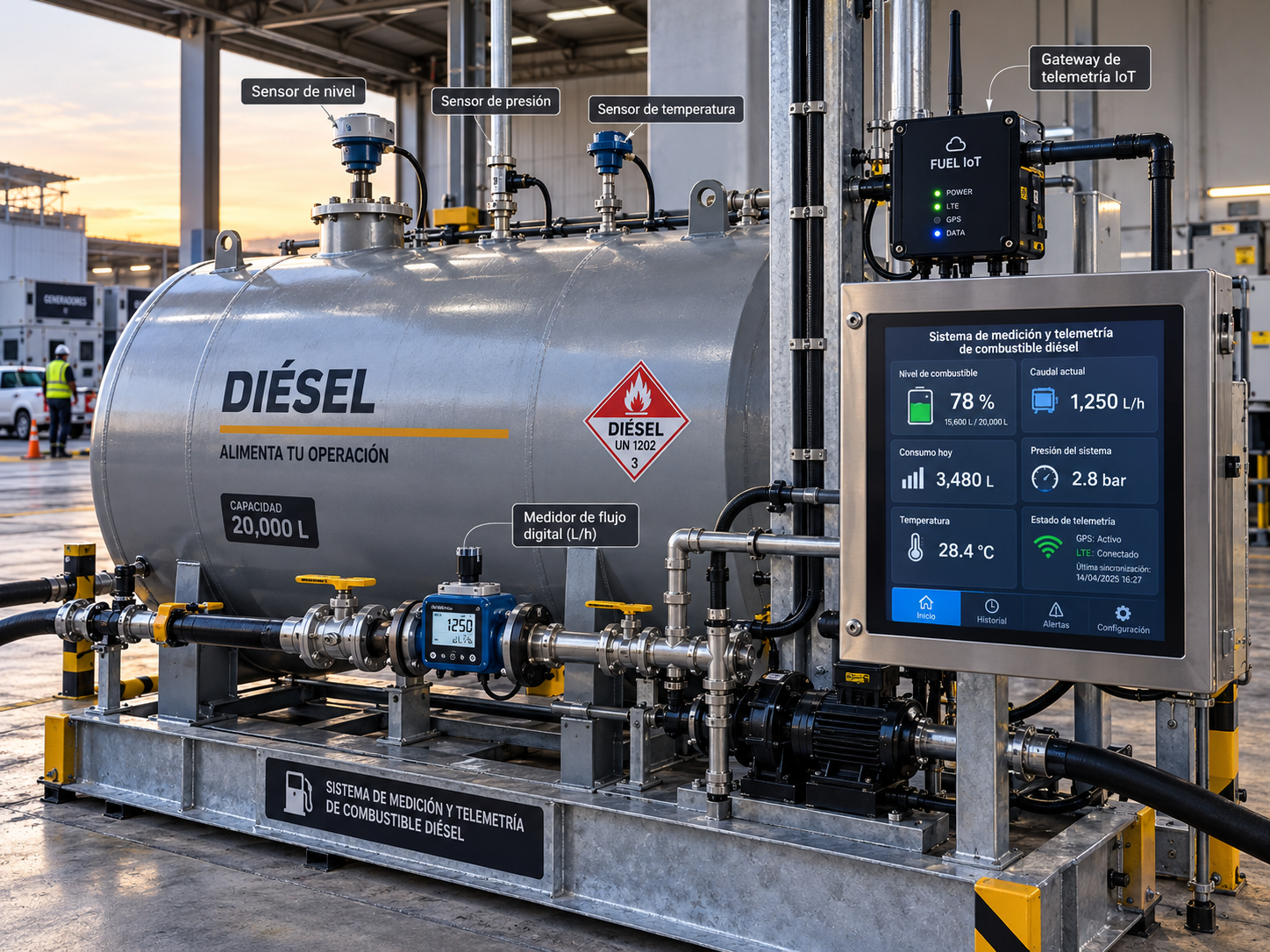 Sistema de medición y telemetría de combustible diésel